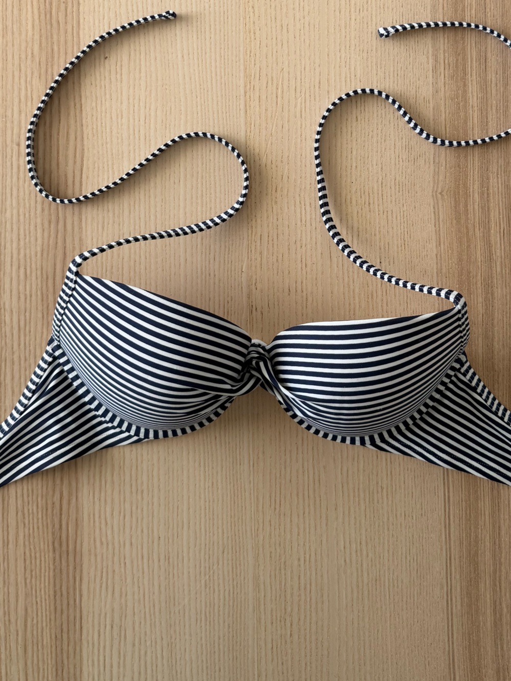 Vintage Y2K Aerie Navy White Striped Halter Bikini Top Push Up Swim Top XS